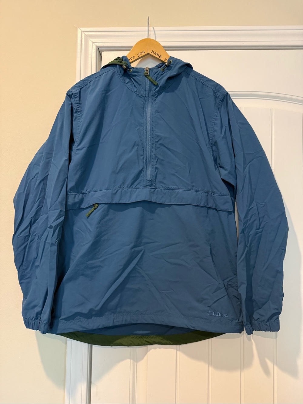 L.L. Bean Blue Lightweight Hooded Pullover Anorak